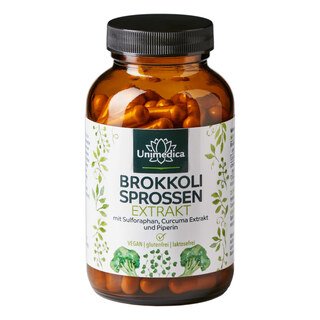 Brokkoli Sprossen Extrakt - 100 mg Sulforaphan pro Tagesdosis (2 Kapseln) - 120 Kapseln - von Unimedica