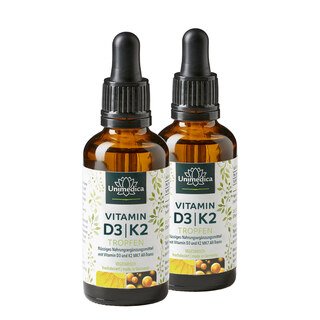 Lot de 2: Vitamine D3/K2 MK7 all-trans gouttes - 1.000 UI - 2 x 50 ml - par Unimedica/