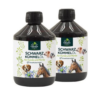 2er-Sparset: Schwarzkümmelöl für Hunde - 2 x 500 ml - von Uniterra