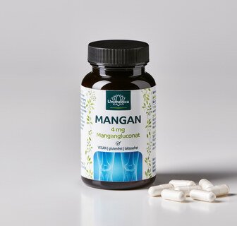 Mangan - 4 mg Mangangluconat pro Tagesdosis (1 Kapsel) - 90 Kapseln - von Unimedica