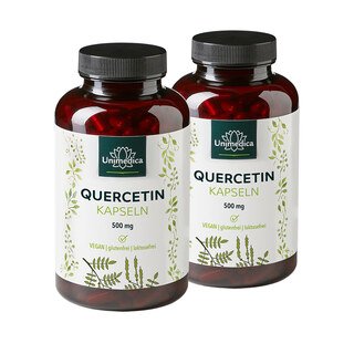 2er-Sparset: Quercetin - 500 mg pro Tagesdosis (1 Kapsel) - 2 x 120 Kapseln - von Unimedica