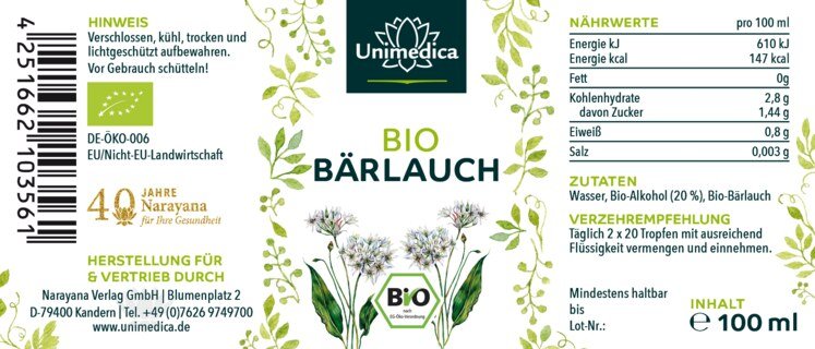 Bio Bärlauch Extrakt - 100 ml - von Unimedica