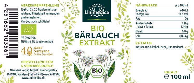 Bio Bärlauch Extrakt - 100 ml - von Unimedica