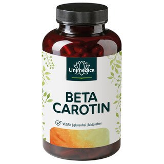 Beta Carotin - 180 Kapseln - Sonderangebot kurze Haltbarkeit - von Unimedica