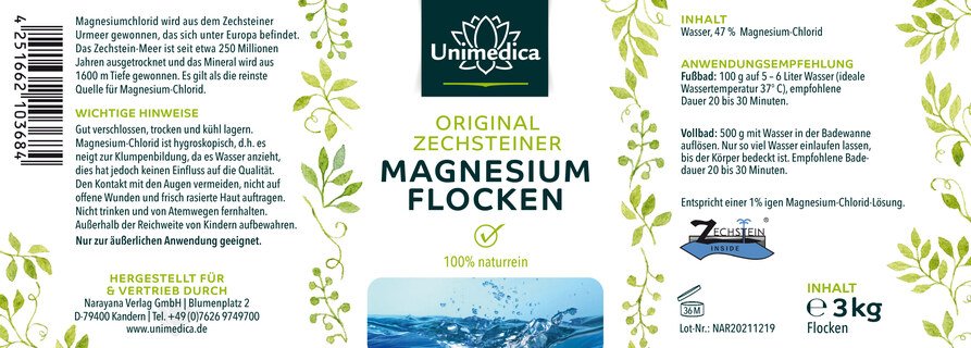 Magnesiumflocken - Original Zechsteiner - 3 kg - von Unimedica