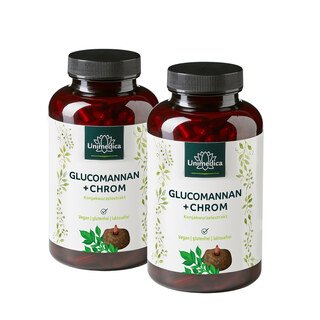 Lot de 2: Gélules minceur avec 4000 mg de glucomannane issu de la racine de konjac + chrome - 180 gélules - par Unimedica/