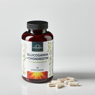 Lot de 2: Glucosamine & chondroïtine avec 80 mg de vitamine C naturelle par dose quotidienne - 2 x 180 gélules - par Unimedica