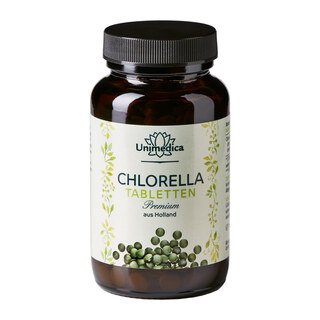 Chlorella Premium - Tabletten - 3000 mg pro Tagesdosis (12 Tabletten) - kultiviert in Holland - sprühgetrocknet - von Unimedica/
