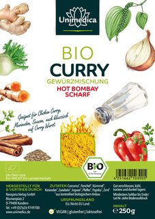 Bio Curry Gewürzmischung - Hot Bombay - 250 g - von Unimedica