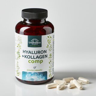 2er-Sparset: Hyaluron + Kollagen comp - mit Vitaminen und Mineralien - 2 x 180 Kapseln - von Unimedica