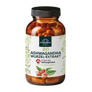 Bio Ashwagandha KSM 66® - 500 mg pro Tagesdosis (1 Kapsel) - 5 % Withanolide - 120 Kapseln - von Unimedica
