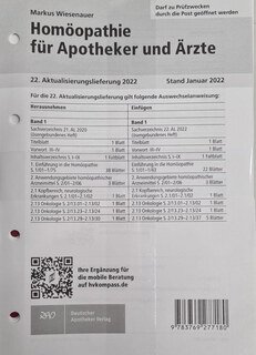Homöopathie für Apotheker und Ärzt - 22. Aktualisierungslieferung 2022, Markus Wiesenauer