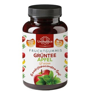 Grüntee-Apfel Fruchtgummis - 60 Gummis - von Unimedica  - Sonderangebot kurze Haltbarkeit/
