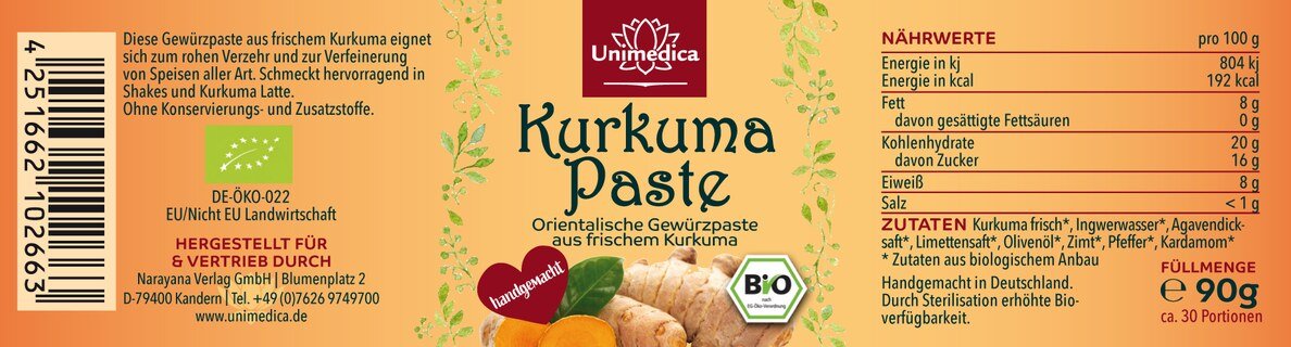 2er-Sparset: Bio Kurkuma Paste - 2 x 90g - von Unimedica