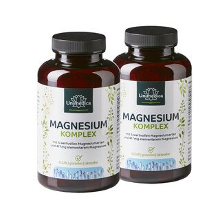 2er-Sparset: Magnesium Komplex - 417 mg elementares Magnesium pro Tagesdosis (2 Kapseln)  - 2 x 180 Kapseln - von Unimedica/