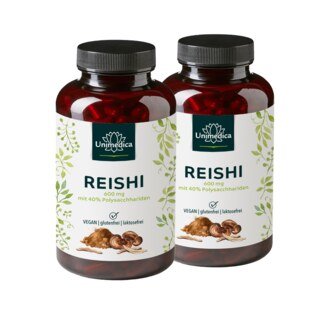 2er-Sparset: Reishi Extrakt - 1200 mg pro Tagesdosis - 40% Polysaccharide - 2 x 180 Kapseln - von Unimedica/ 2er-Sparset: Reishi Extrakt - 1200 mg pro Tagesdosis - 40% Polysaccharide - 2 x 180 Kapseln - von Unimedica/