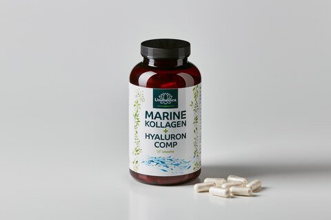 Complexe collagène marin + acide hyaluronique - avec du collagène de poisson, des vitamines et des minéraux - 180 gélules - par Unimedica