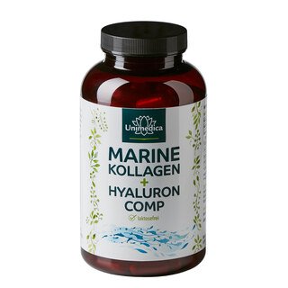 Complexe collagène marin + acide hyaluronique - avec du collagène de poisson, des vitamines et des minéraux - 180 gélules - par Unimedica/