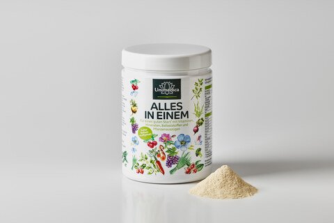 Alles in Einem - All-in-one-Drink - Vitamine + Mineralstoffe + Ballaststoffe + hochwertige Pflanzenstoffe in einem Komplex - 30 Portionen - Pulver - 840 g - von Unimedica