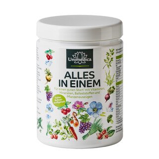 Alles in Einem - All-in-one-Drink - Vitamine + Mineralstoffe + Ballaststoffe + hochwertige Pflanzenstoffe in einem Komplex - 30 Portionen - Pulver - 840 g - von Unimedica