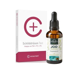 Schilddrüsen Test - Cerascreen + Jod Tropfen - 50 ml (von Unimedica) im Set/