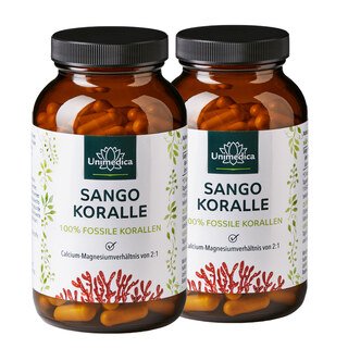 2er-Sparset: Sango Koralle - 100 % Fossile Korallen - 3.300 mg pro Tagesdosis - 2 x 180 Kapseln - von Unimedica/