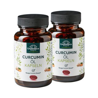 2er-Sparset: Curcumin Öl aus Kurkuma - 500 mg - 2 x 60 Softgelkapseln - von Unimedica
