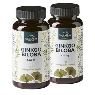 Lot de 2: Ginkgo biloba - 6 000 mg - 2 x 360 gélules - par Unimedica/