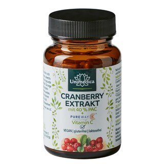 Cranberry Extrakt - 668 mg pro Tagesdosis (4 Kapseln) - mit Vitamin C - 90 Kapseln - von Unimedica/