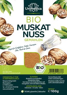 Sparset: Bio Ceylon Zimt - gemahlen - 250 g UND Bio Pfeffer schwarz - gemahlen - 250 g UND Bio Muskatnuss - gemahlen - 100 g im Set - von Unimedica