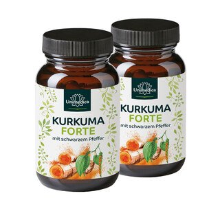2er-Sparset: Kurkuma FORTE - mit schwarzem Pfeffer - 2 x 90 Kapseln - von Unimedica