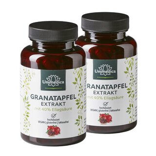 2er-Sparset: Granatapfel Extrakt - 1.500 mg pro Tagesdosis (3 Kapseln) - 40 % Ellagsäure - 2 x 120 Kapseln - von Unimedica/