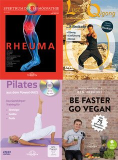 4er-Set - Unimedica - Spektrum der Homöopathie - Rheuma / Lust auf Qigong / Be faster go vegan / Pilates aus dem Powerhaus/Narayana Verlag