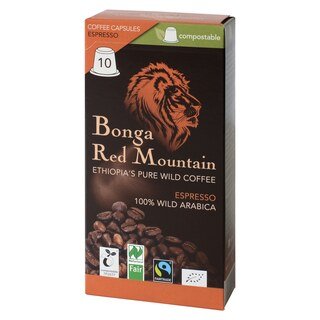 Bonga Red Mountain - Espresso Bio - 10 Espressokapseln - kompostierbar - Sonderangebot kurze Haltbarkeit
