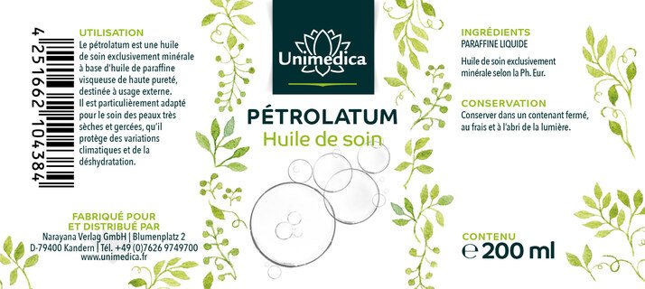 Pétrolatum huile de paraffine - 200 ml - par Unimedica