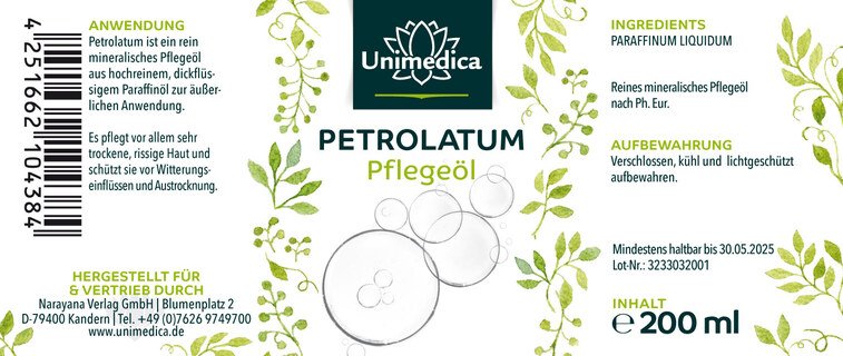 Pétrolatum huile de paraffine - 200 ml - par Unimedica