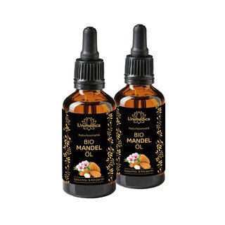 Set: Organic almond oil - face and body oil - 2 x 100 ml - from Unimedica/