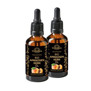 Set: Organic apricot kernel oil - face and body oil - 2 x 100 ml - from Unimedica/