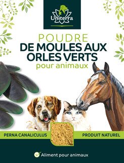 Poudre de moules aux orles verts pour animaux - Perna Canaliculus  produit naturel - 250 g  aliment pour animaux - par Uniterra