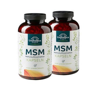 2er-Sparset: MSM - 1600 mg pro Tagesdosis (2 Kapseln) - hochdosiert - 2 x 365 Kapseln - von Unimedica