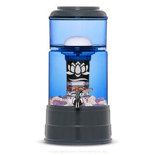 Lotus FONTANA® Klassik MINI BLAU - Anthrazit - 5 l Glas-Wasserspender komplett mit Filter
