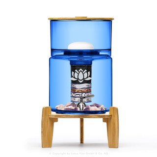 Lotus FONTANA® Bambus 8 l blau - Glas-Wasserspender mit Filter