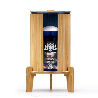 Lotus FONTANA® Bambus 8 l blau - KAITO - Glas-Wasserspender mit Filter