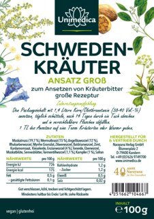 Schwedenkräuter Ansatz groß - Schwedenbitter Ansatzkräuter - 100 g - mit 18 Kräutern und Wurzeln - von Unimedica