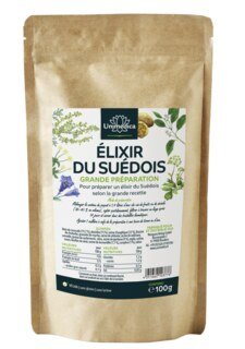 Élixir du Suédois grande préparation  Herbes pour la préparation d'un élixir du Suédois - 100 g - avec 18 herbes et racines - par Unimedica