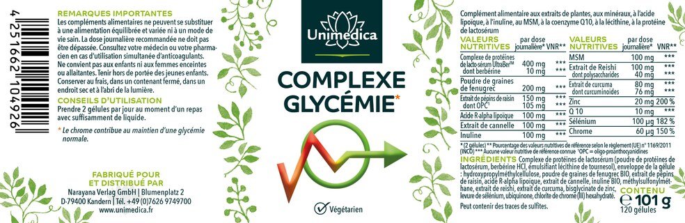 Complexe glycémie - 120 gélules - par Unimedica
