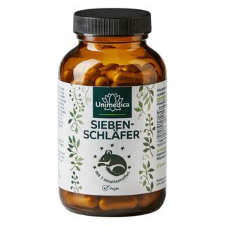 Siebenschläfer - Komplex mit Melatonin*, Vitaminen, L-Tryptophan, Bio Ashwagandha und Bio Brahmi - 120 Kapseln - von Unimedica/