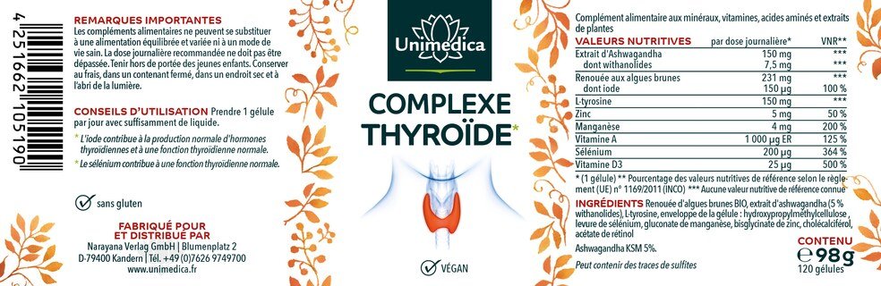 Complexe thyroïde - 120 gélules - par Unimedica