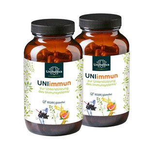 Lot de 2: UNIimmun  pour fonctionnement normal du système immunitaire avec de la vitamine C et du zinc - 2 x 180 gélules - Unimedica/