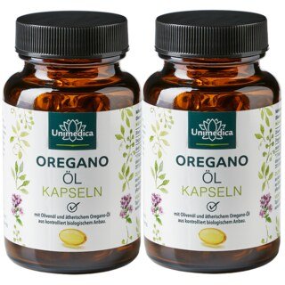 Lot de 2: Huile d'origan à l'huile d'origan bio - 135 mg - 2 x 60 gélules molles - par Unimedica/